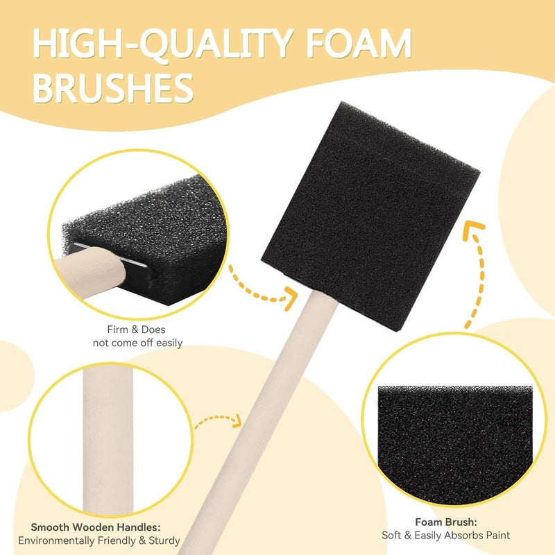 DMSVK 18 Pcs Foam Paint Brushes, 2 Inch Sponge Paint Brush, Wood Handle Sponge Foam Brush for Painting, Staining, Varnish, Craft, Touch Up - Image 3